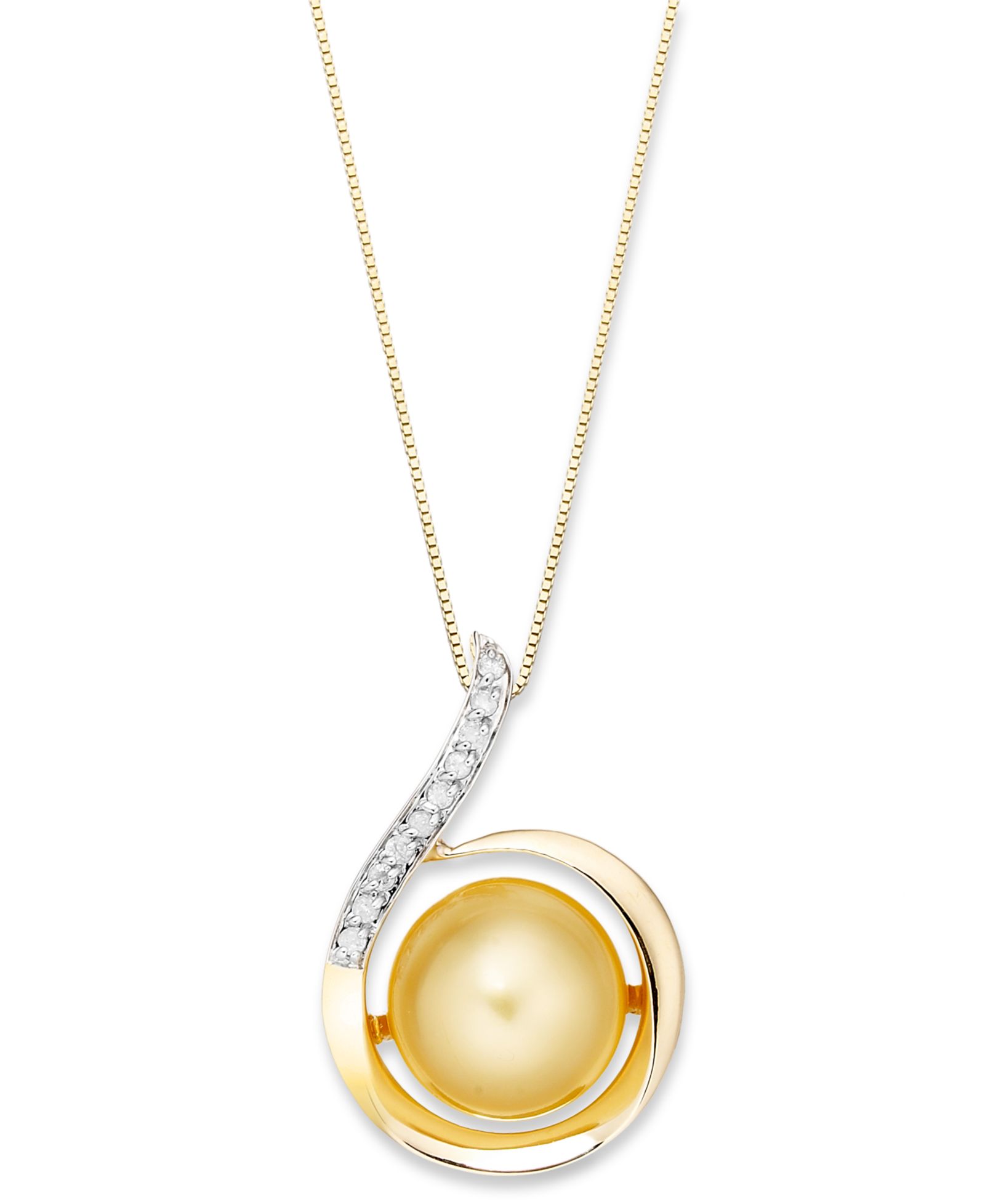 Подвеска-кулон 14k Gold Swirl из перламутра South Sea и бриллиантов