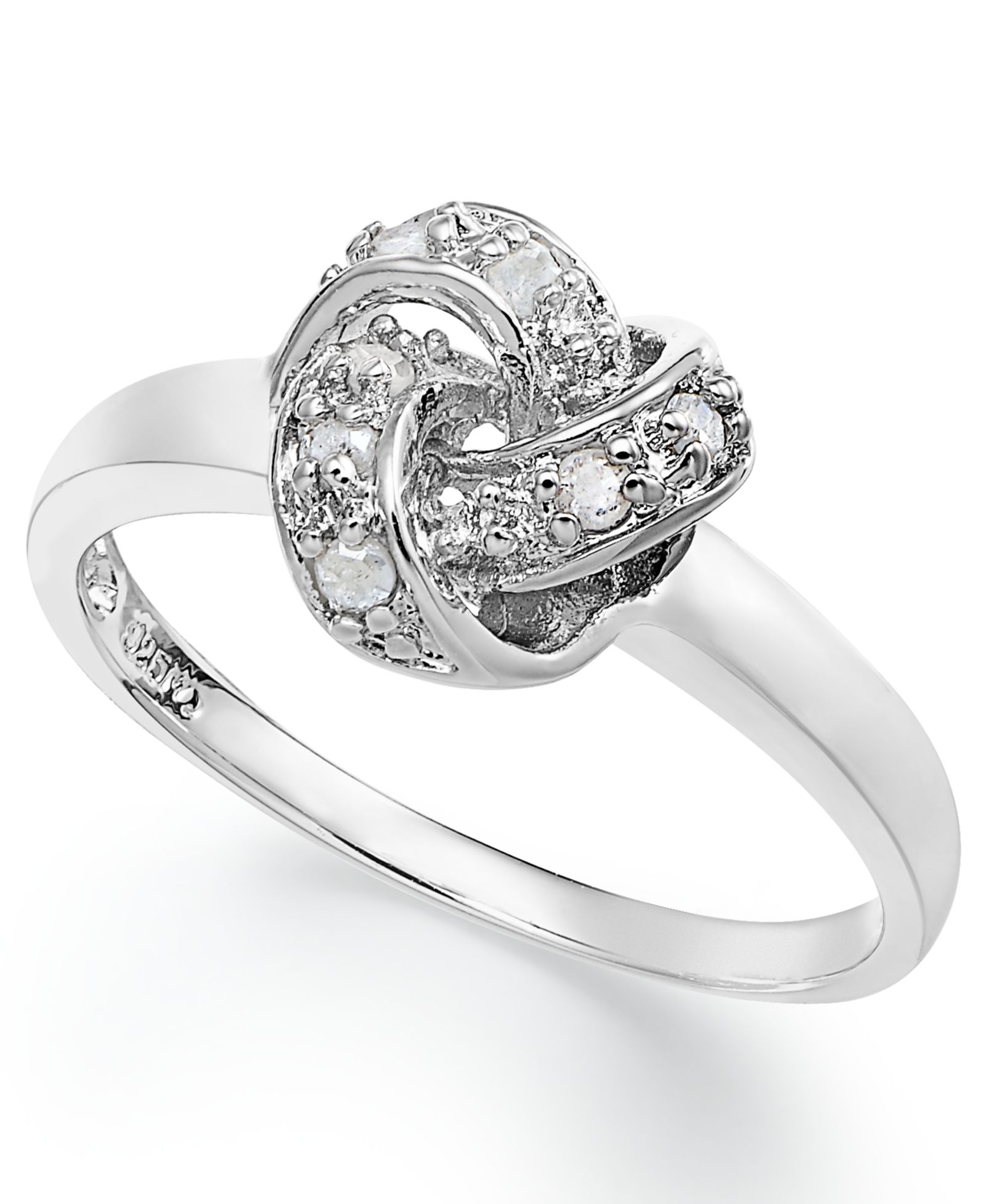Кольцо Diamond Love Knot из стерлингового серебра (1/10 ct. t.w.)