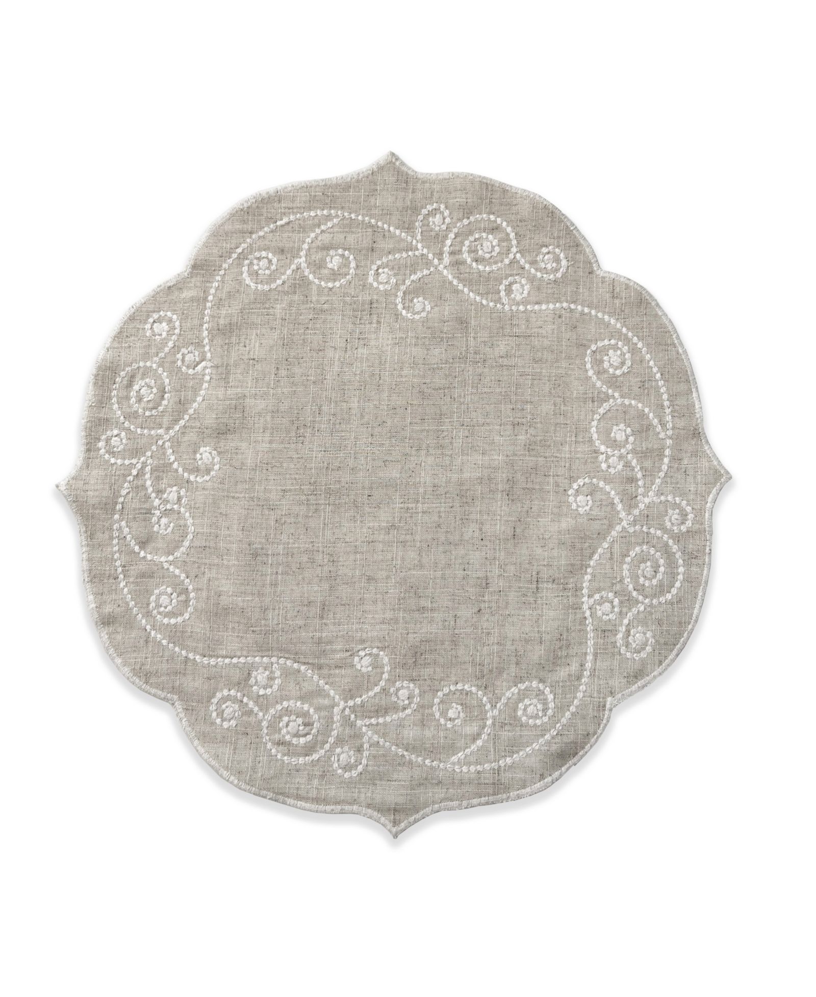 Lenox French Perle Embroidered Placemat, 16" Round