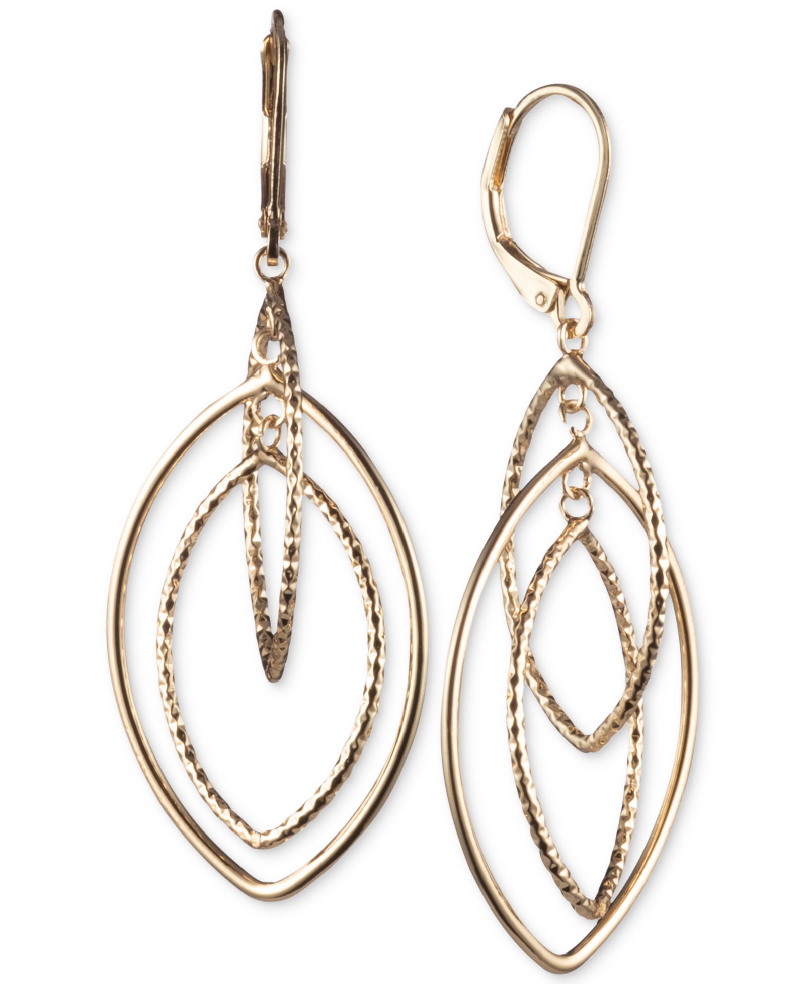 ANNE KLEIN GOLD-TONE TEXTURED ORBITAL DROP EARRINGS