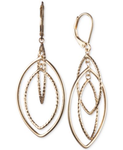Серьги-подвески Anne Klein с текстурированным золотистым покрытием