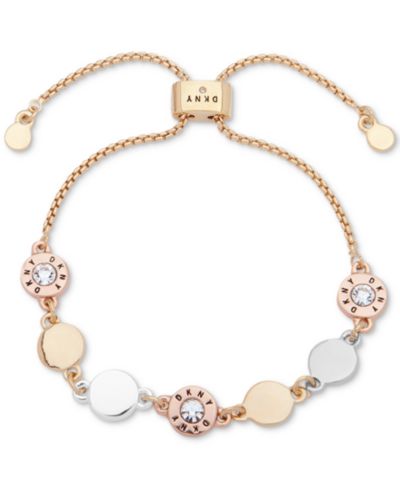 Браслет DKNY Tri-Tone Crystal & Logo Disc Slider