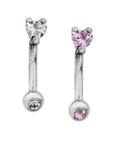 Набор из 2 стальных украшений Bodifine Crystal Heart Eyebrow Bars