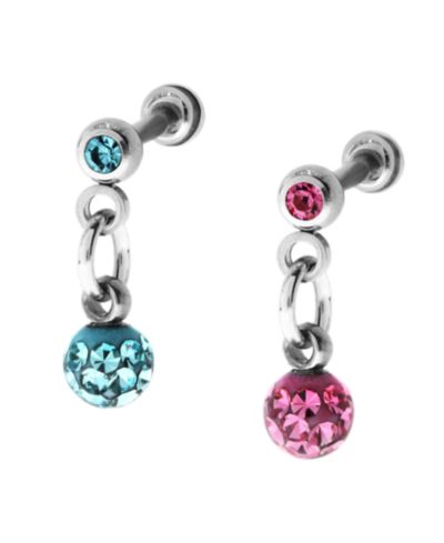 Набор из 2 штук Bodifine Stainless Steel Crystal and Resin Tragus