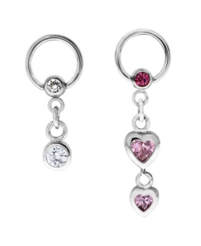 Серьги Bodifine Stainless Steel Crystal Drop Charm Cartilage Rings, 2 шт