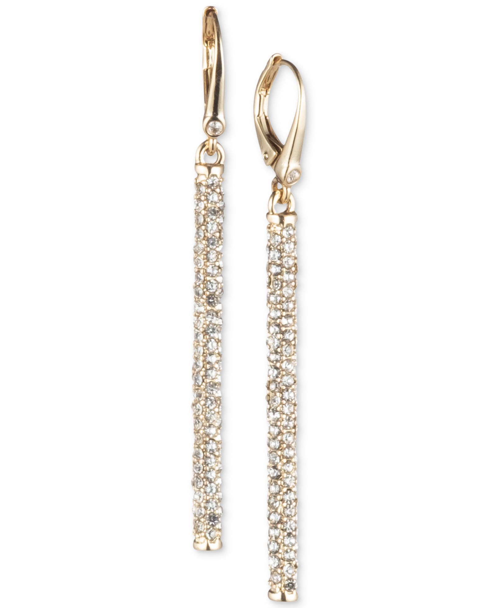 DKNY Gold-Tone Micropavé Linear Drop Earrings