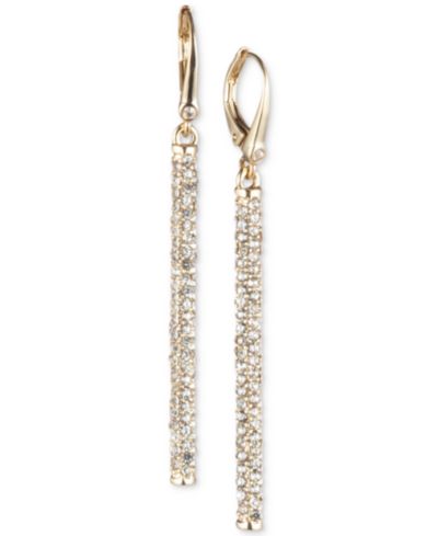 DKNY Gold-Tone Micropavé Linear Drop Earrings