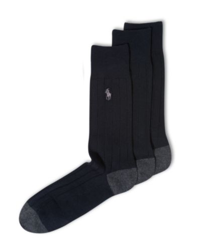 Polo Ralph Lauren Men's Soft Touch Rib Dress Socks, 3-Pack