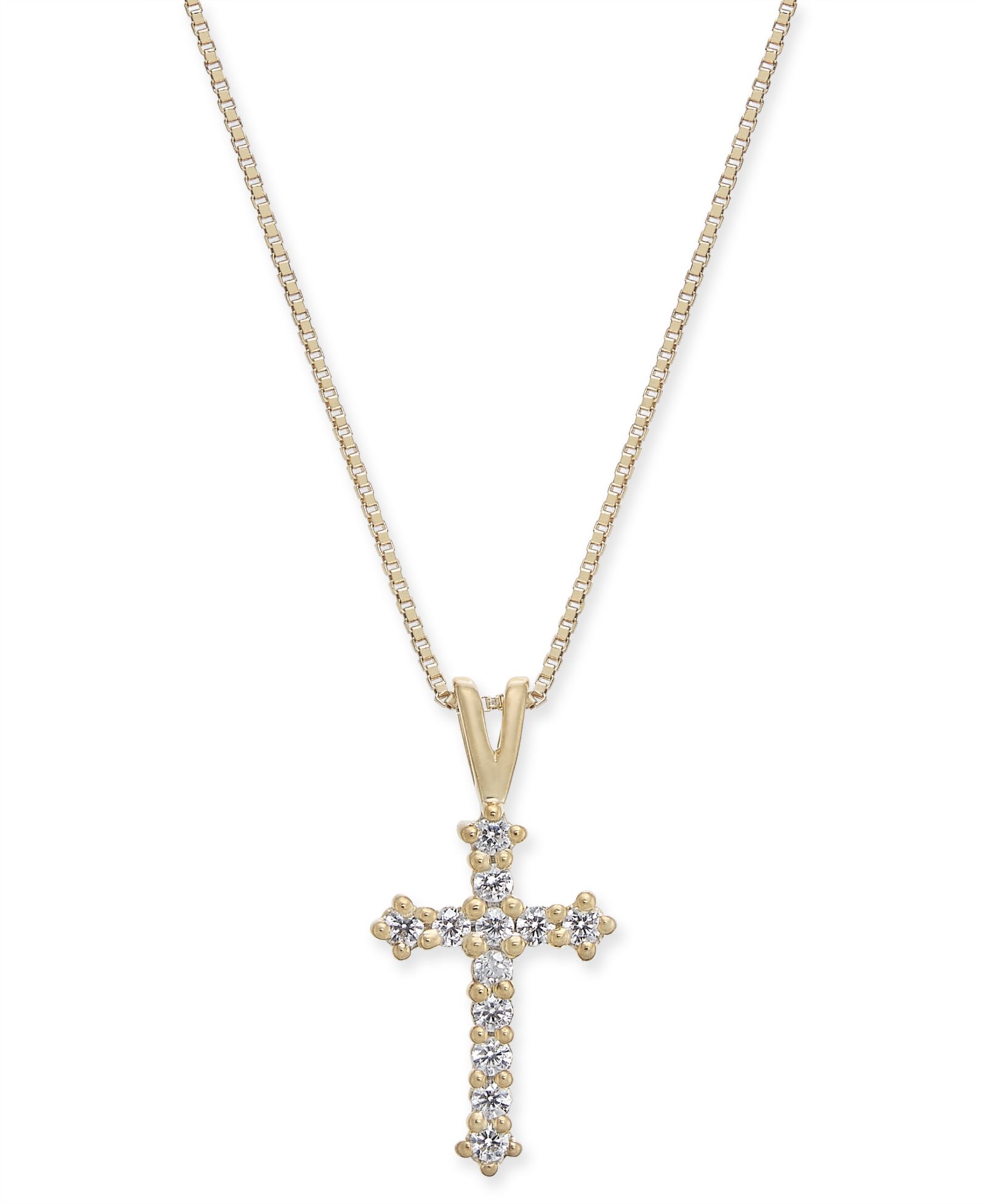 Diamond Cross 18" Pendant Necklace (1/10 ct. t.w.) in 14k Gold