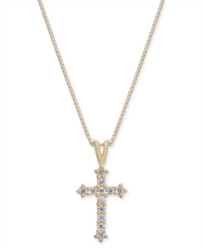 Diamond Cross 18" Pendant Necklace (1/10 ct. t.w.) in 14k Gold