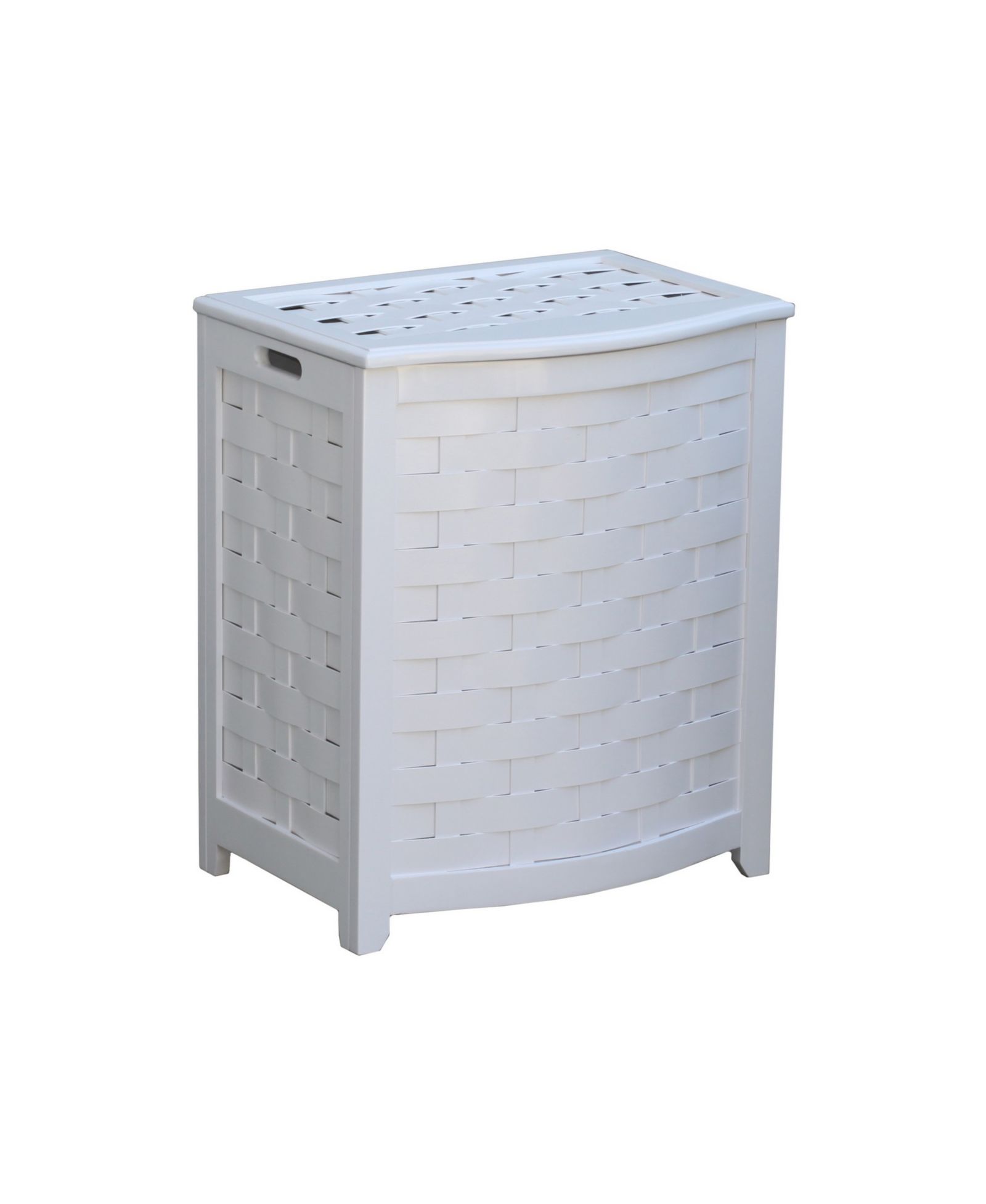 Oceanstar Natural Finished Bowed Front Veneer Laundry Wood Hamper with Interior Bag