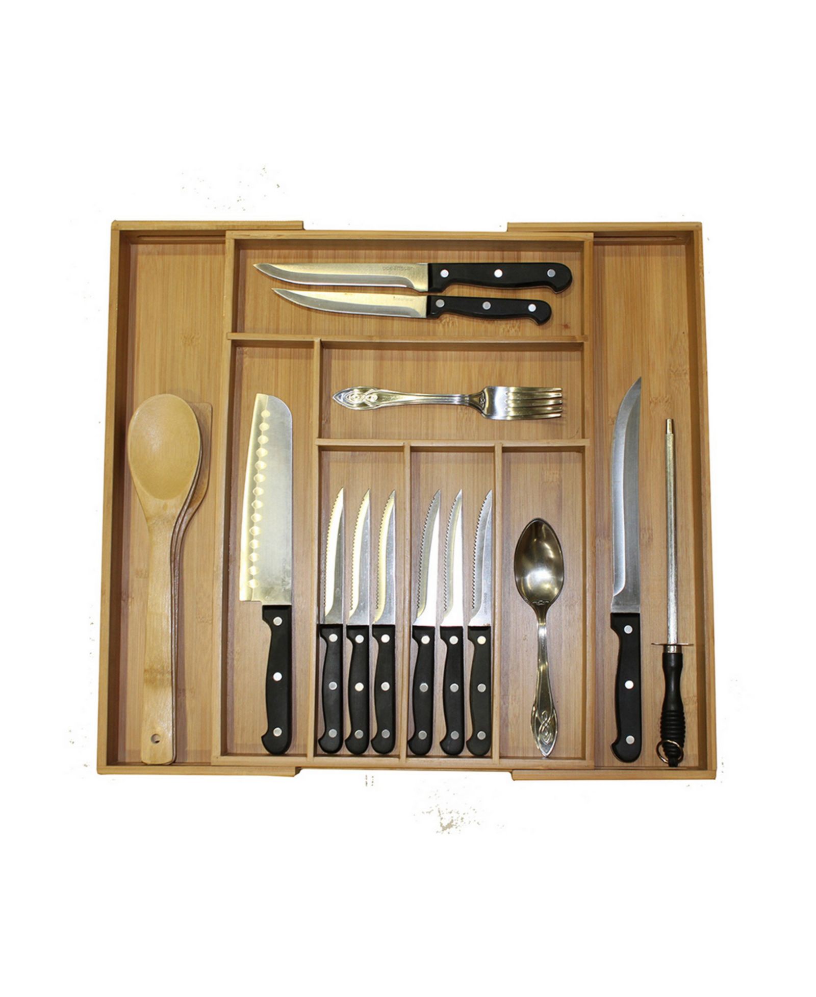 Oceanstar 5-Piece Bamboo Expandable Drawer Utensil Organizer Set