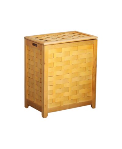 Oceanstar Mahogany Finished Rectangular Veneer Laundry Wood Hamper с Interior Bag