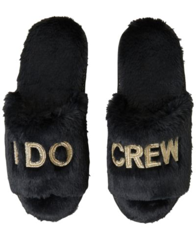 Dearfoams Women's Lane Bridal I Do Fuzzy Slide Slipper