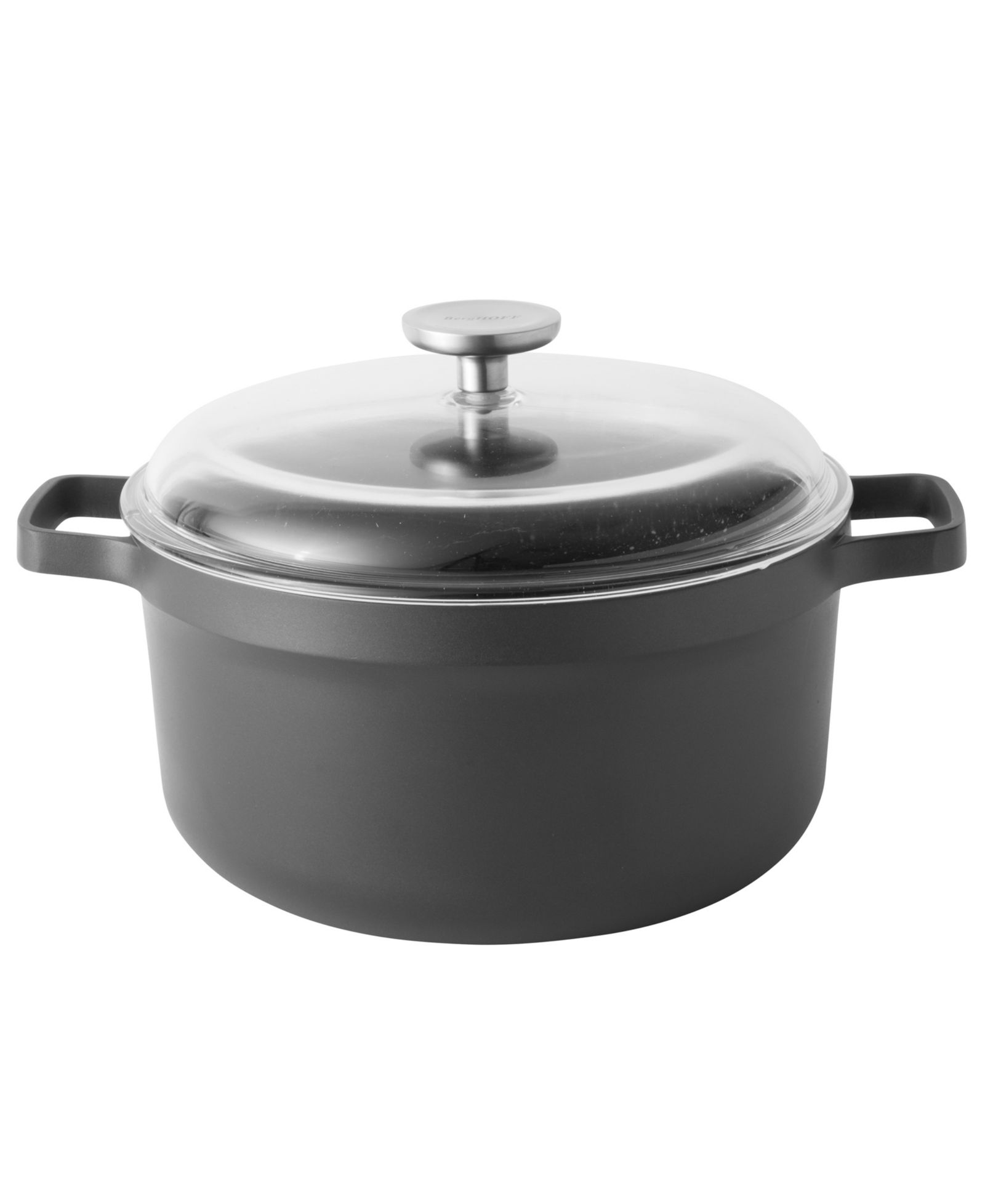 BergHOFF GEM антипригарная кастрюля 10" 5.2Qt., Black, со стеклянной крышкой