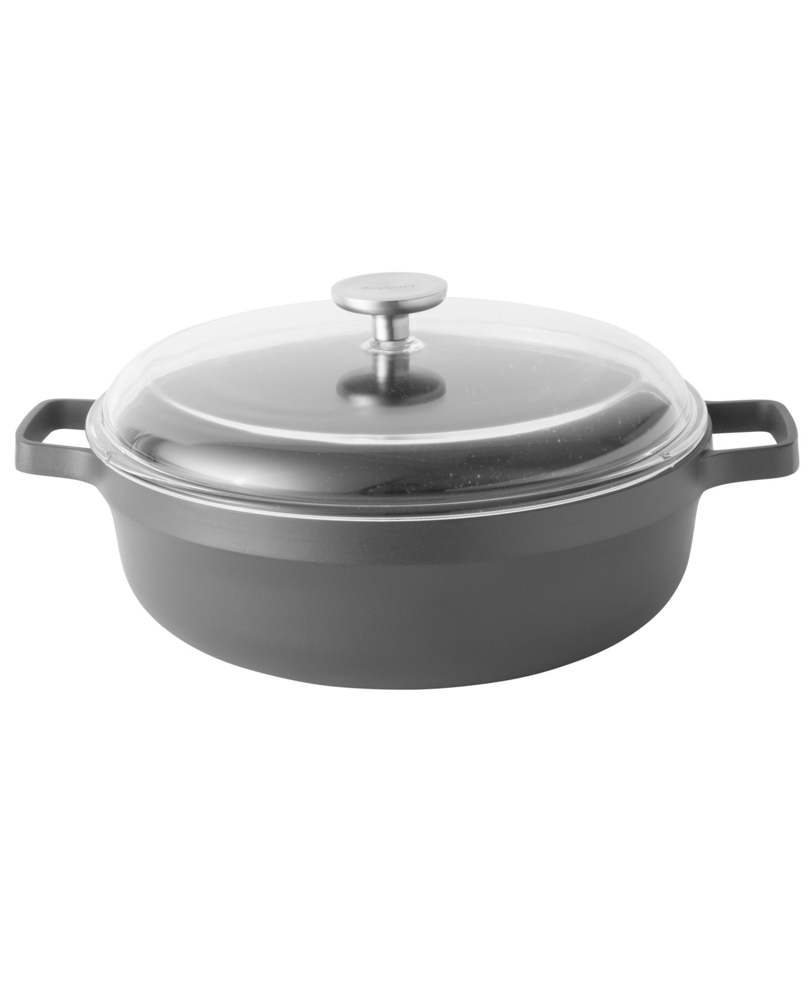 BergHOFF GEM 11" Nonstick Two-Handle Saute Pan 4.9Qt., Black, Glass Lid