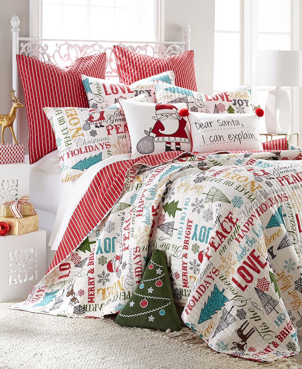 Levtex Home Комплект стеганого одеяла Santa Claus Lane, 3 предмета, King