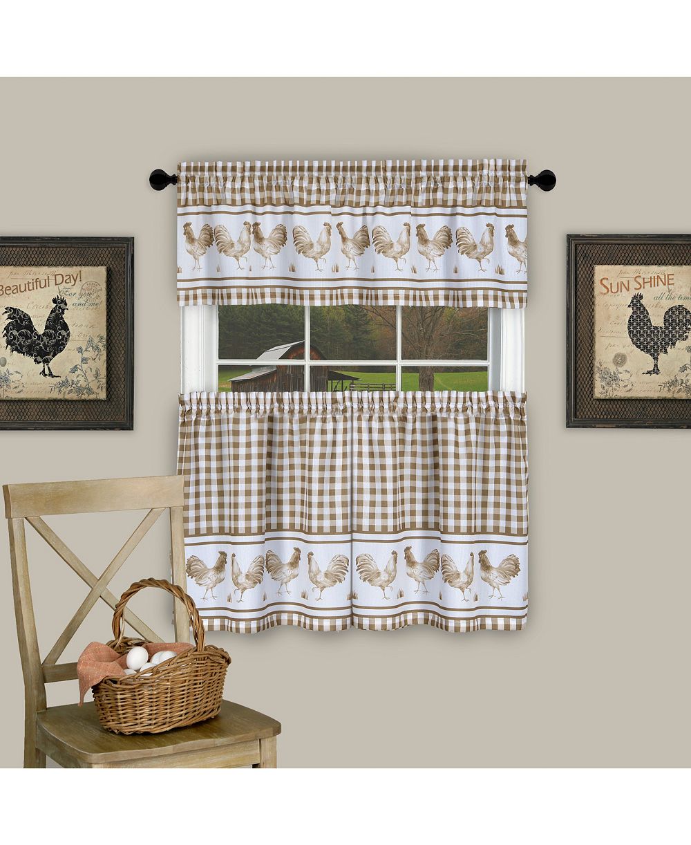 Achim Barnyard Gingham Tier & Valance Set, 58" x 24"