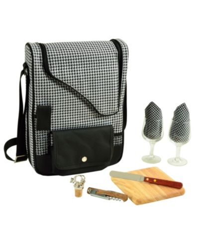 Picnic at Ascot Bordeaux Insulated Wine and Cheese Tote - Glass Wine Glasses