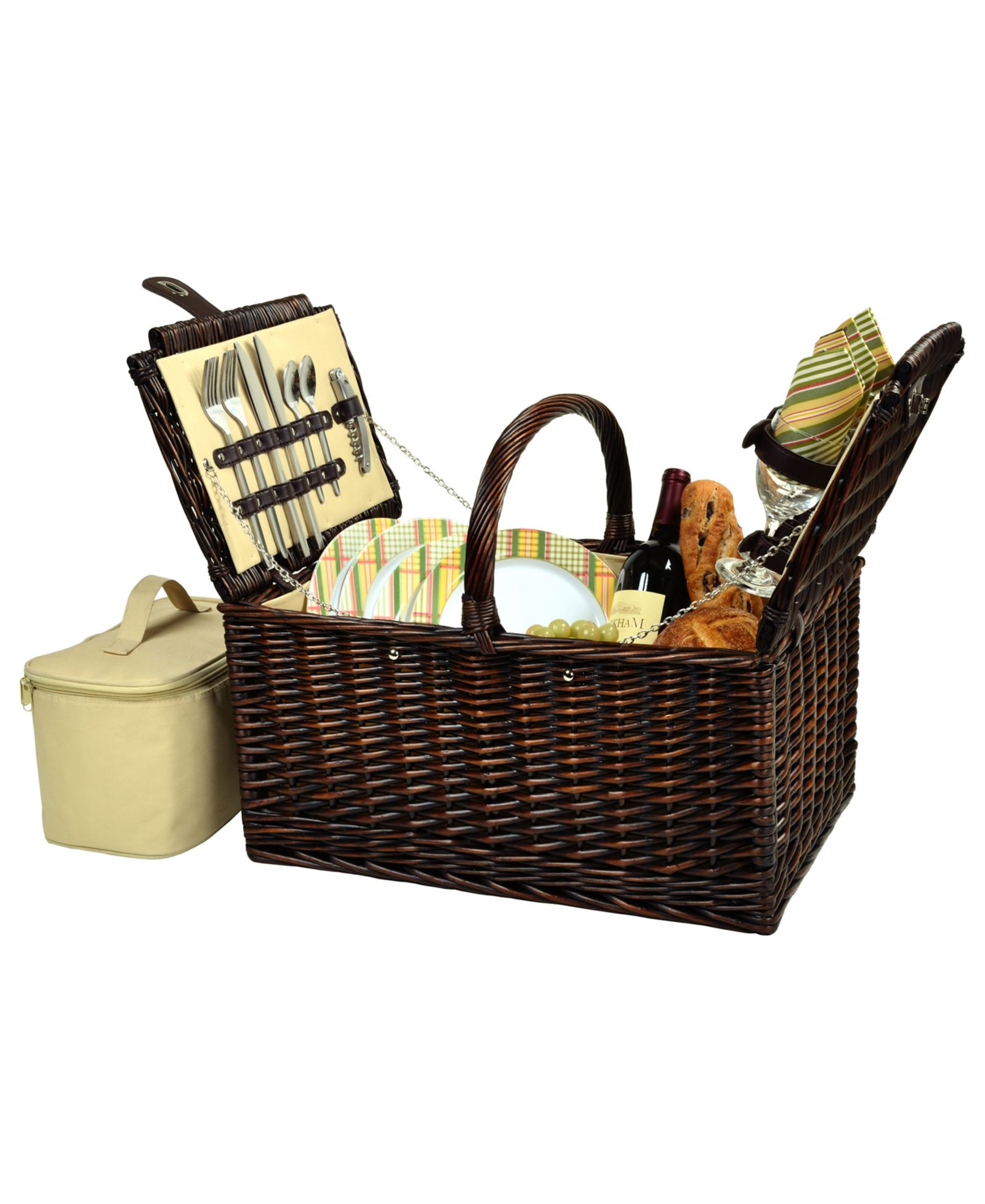 Picnic at Ascot Buckingham Willow Picnic Basket with Service for 4
