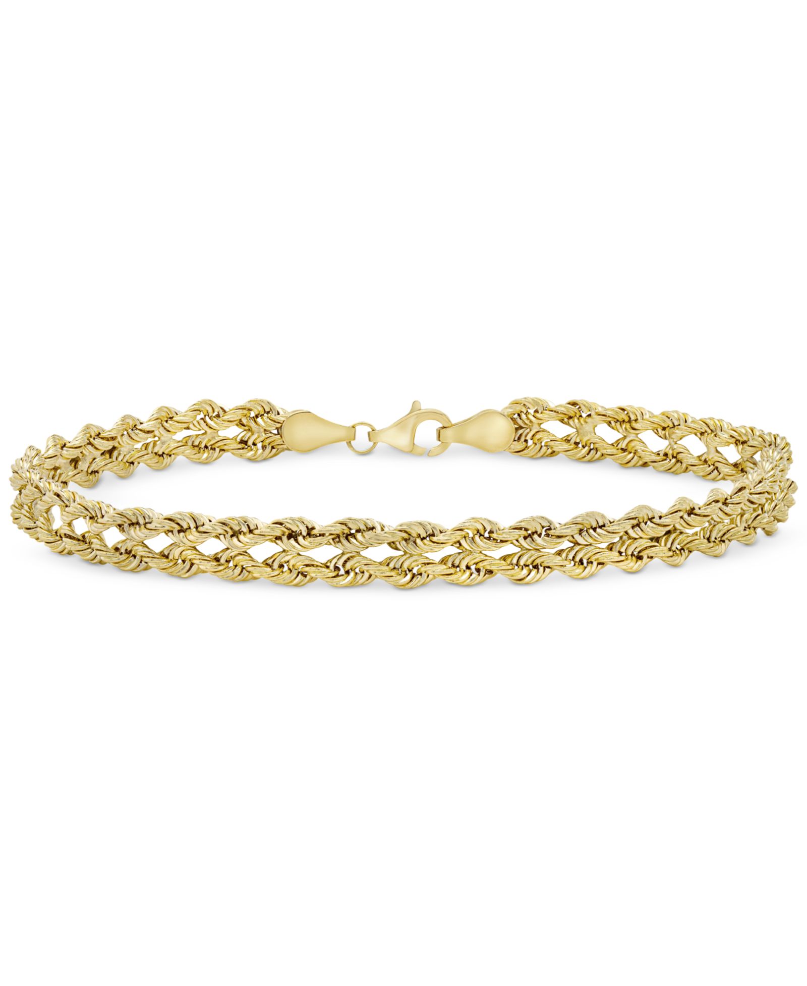 Браслет Double Row Twisted Heart Link из 14k Gold