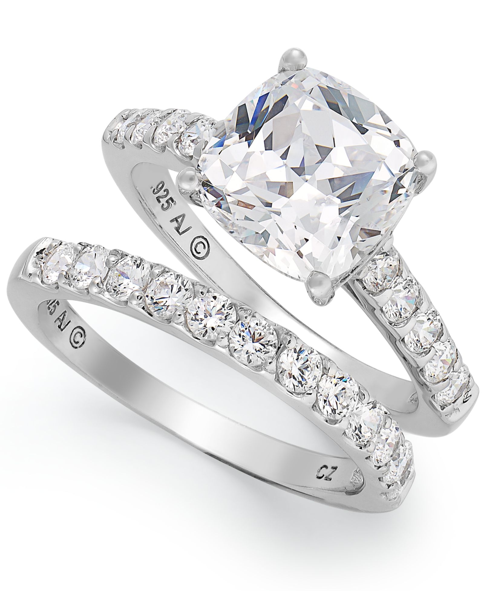 Набор колец Arabella Sterling Silver, с кубическим цирконием для невесты и обручальное кольцо