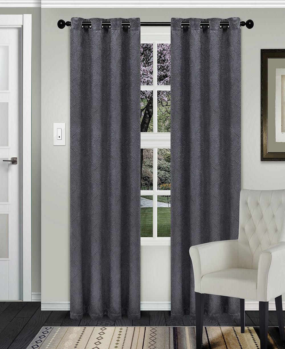 Superior 42" x 96" Wave Geometric Washable Room Darkening 2 Curtains Panels