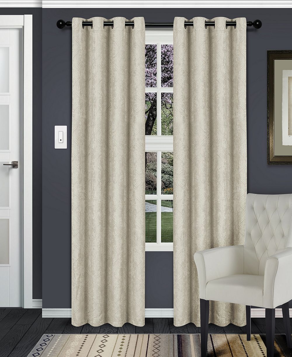 Superior 52" x 84" Wave Geometric Washable Room Darkening 2 Curtains Panels