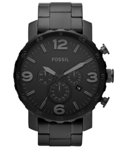 Мужские хронограф-часы Fossil Nate, черная нержавеющая сталь, 50mm