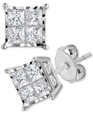 TruMiracle™ серьги-гвоздики Diamond Princess, 14k White or Rose Gold
