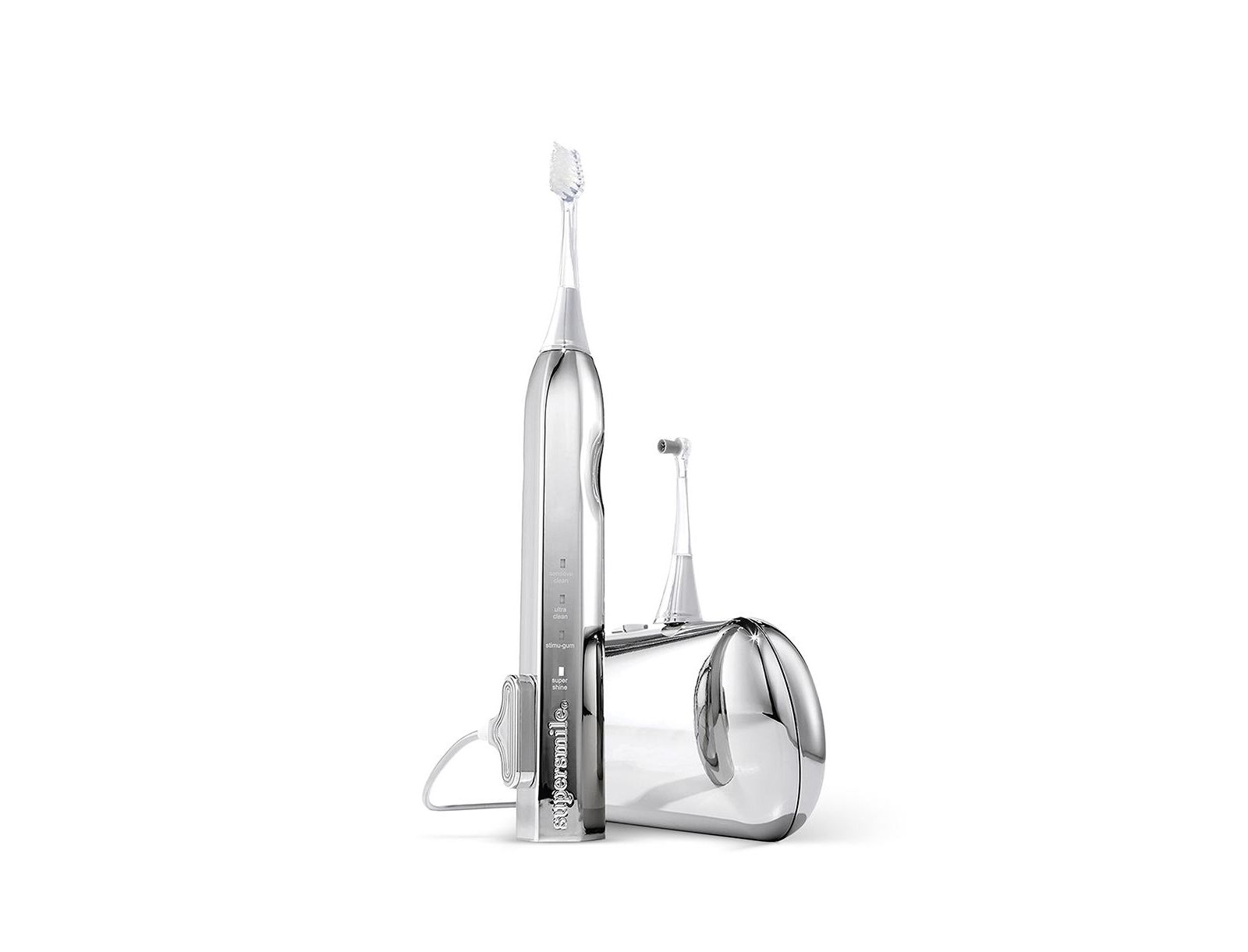 Звуковая электрическая зубная щетка Supersmile Zina45 Sonic Pulse Chrome с футляром