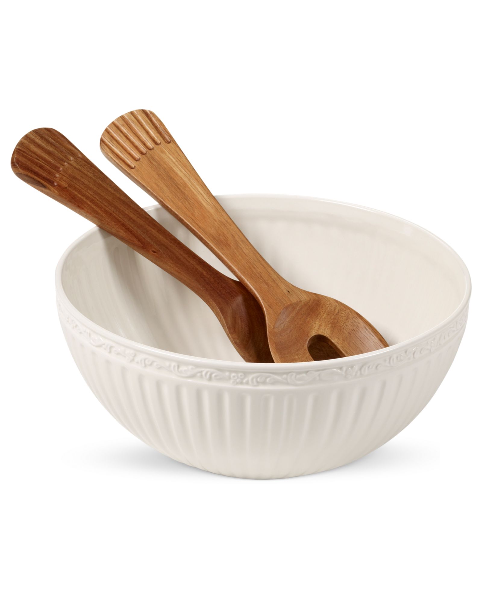 Mikasa Italian Countryside Salad Bowl & Serving Utensils