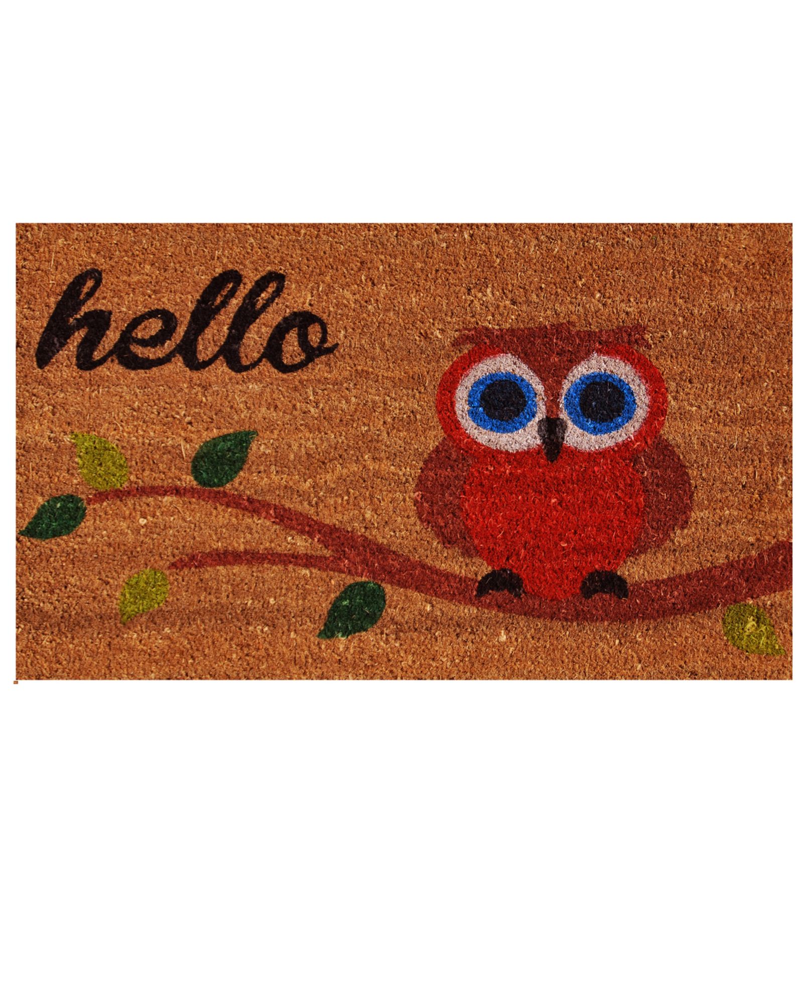Home & More Elf Owl Hello Коврик для двери Coir/Vinyl, 17" x 29"