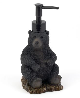 Avanti Black Playful Bears Lodge Resin Soap/Lotion Dispenser