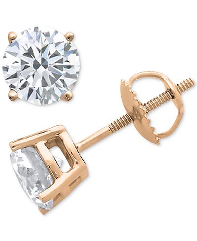 Серьги-гвоздики с бриллиантами (1/10 ct. t.w.) в 10k золоте, белом или розовом золоте