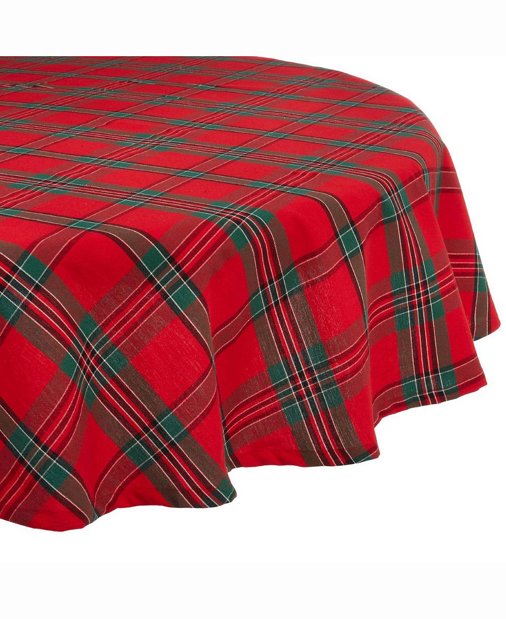 Design Imports круглая скатерть Holiday Plaid 70"