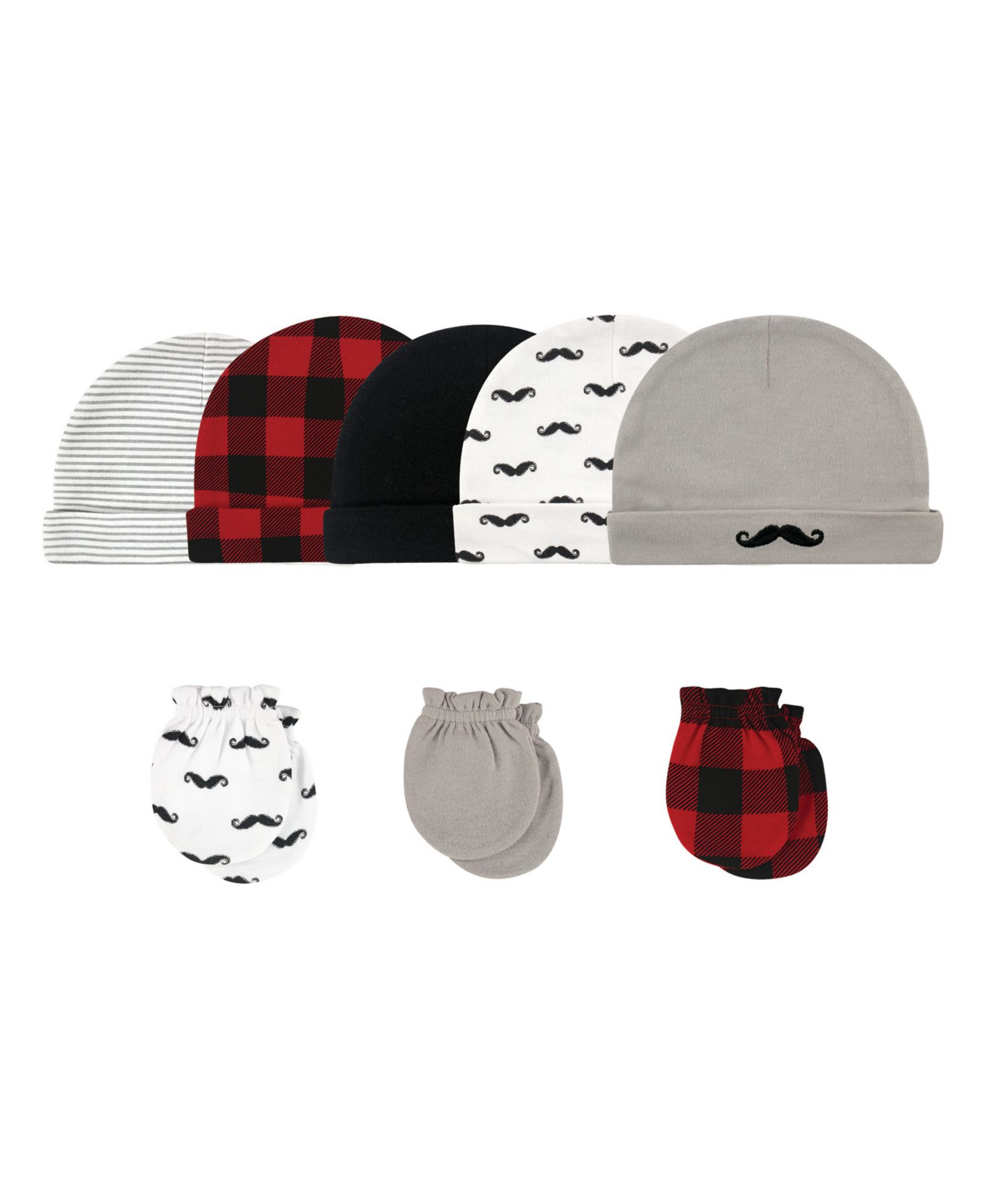 Hudson Baby Baby Boys Hudson Soft Cotton Beanie and Anti-Scratch Hand Mitts