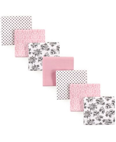 Hudson Baby Girls Soft Cotton Flannel Baby Wraps 7 Piece Set