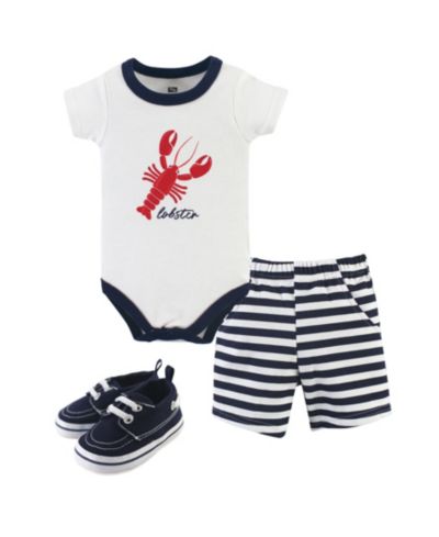 Hudson Baby Baby Boys Hudson Cotton Bodysuit, Shorts and Shoe Set