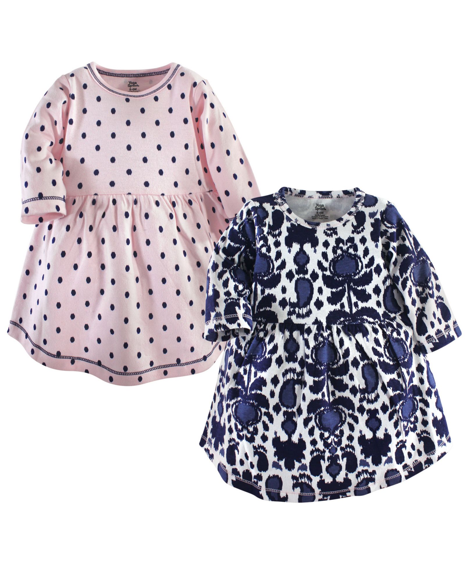 Yoga Sprout Baby Girls Comfy Warm All-Day Long Sleeve Dress 2Pk