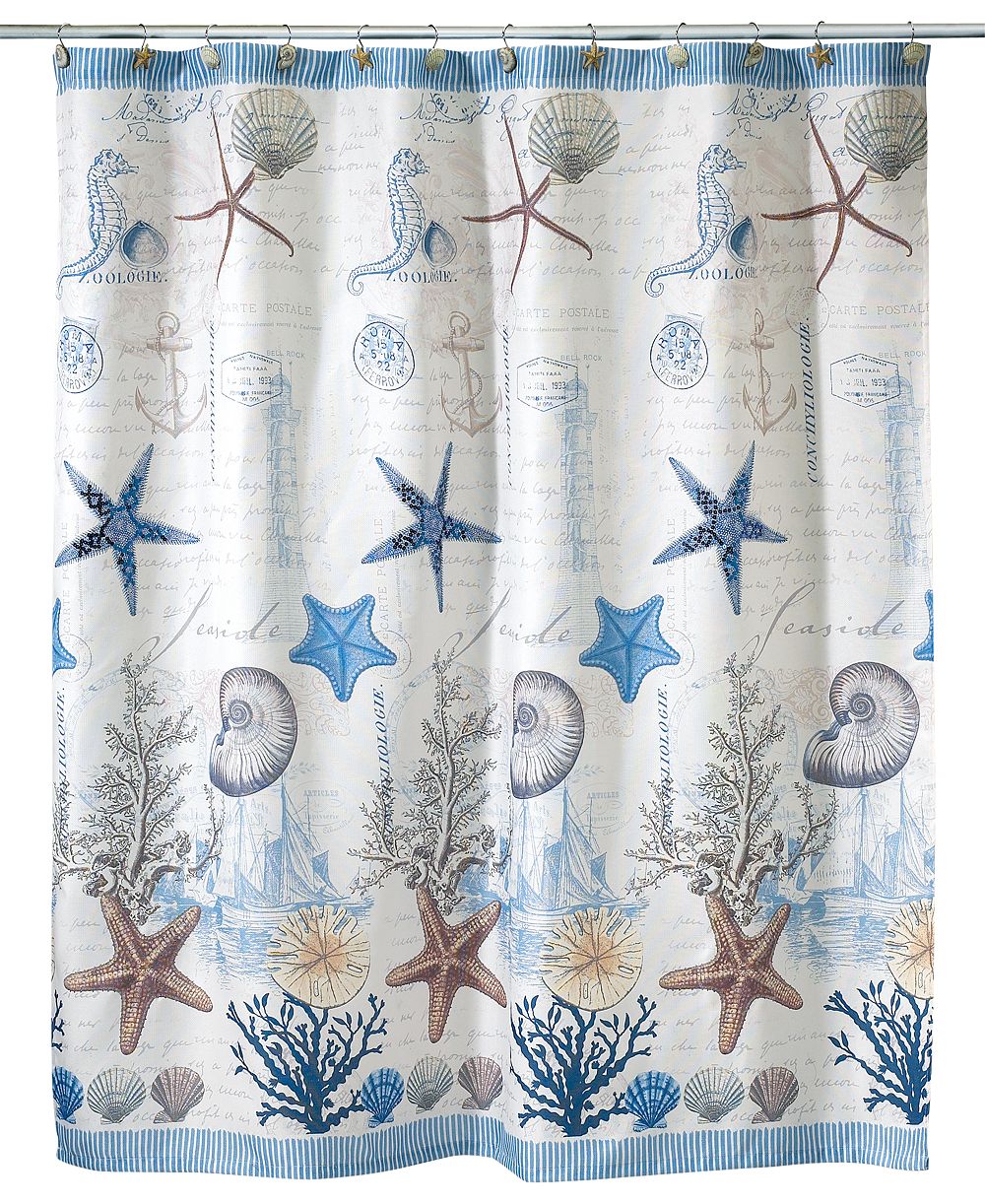 Штора для душа Avanti Antigua с принтом Starfish & Seashells, 72" x 72"