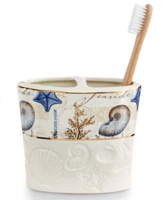 Avanti Antigua Starfish & Seashells Ceramic Toothbrush Holder