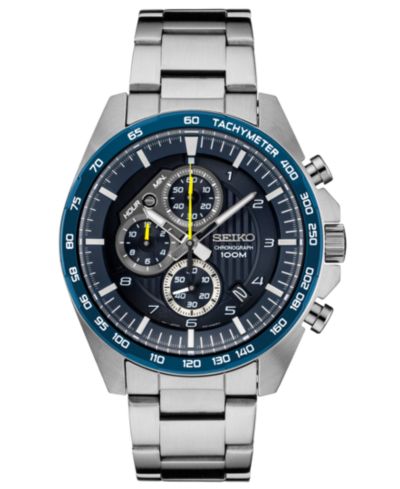 Seiko Мужские хронограф часы на стальном браслете 43.9mm