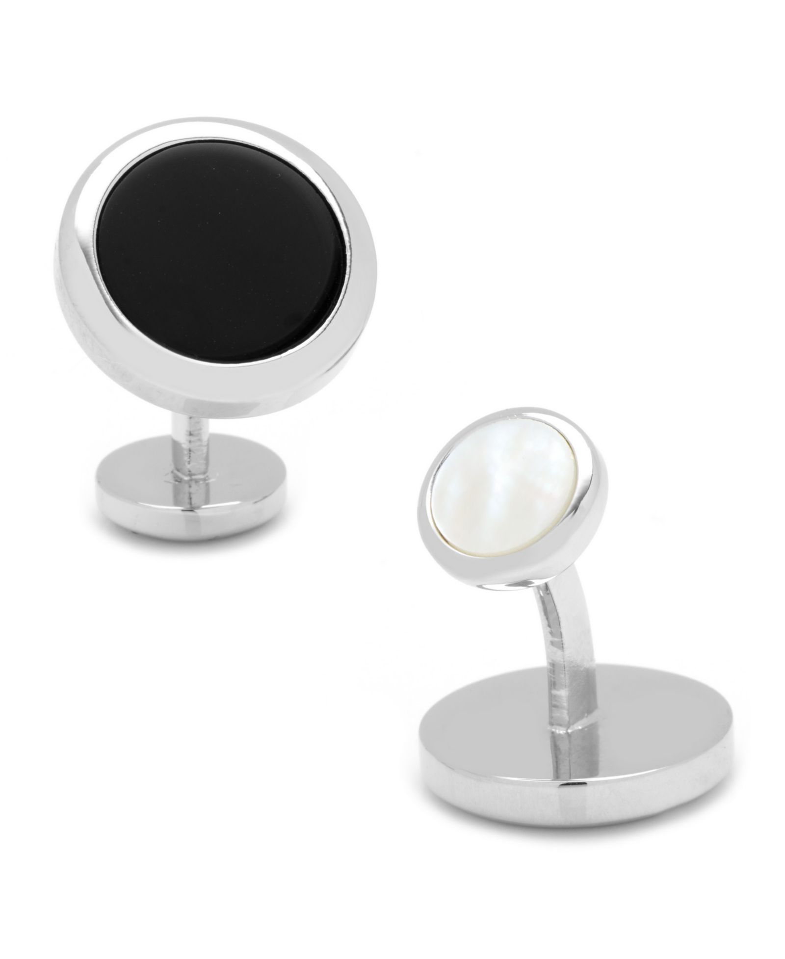 Двусторонние круглые запонки Onyx Round Beveled