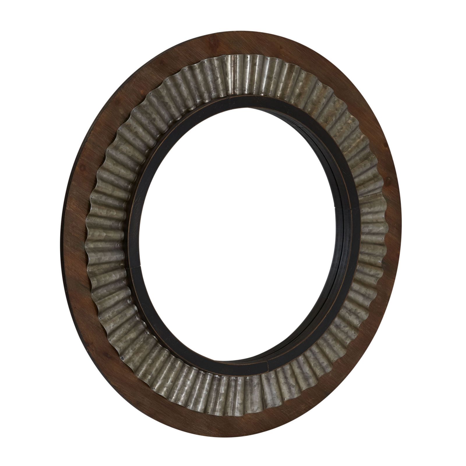 Household Essentials Wood Framed Sunburst Metal Mirror