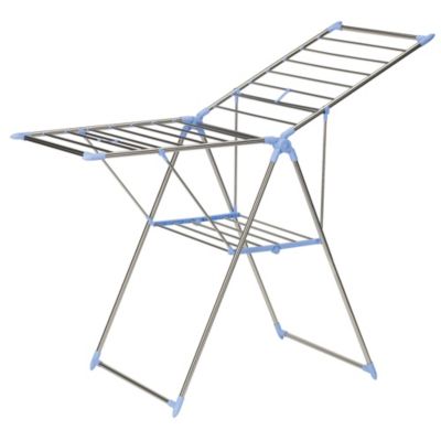 Household Essentials Gullwing Folding Clothes Drying Rack, Silver