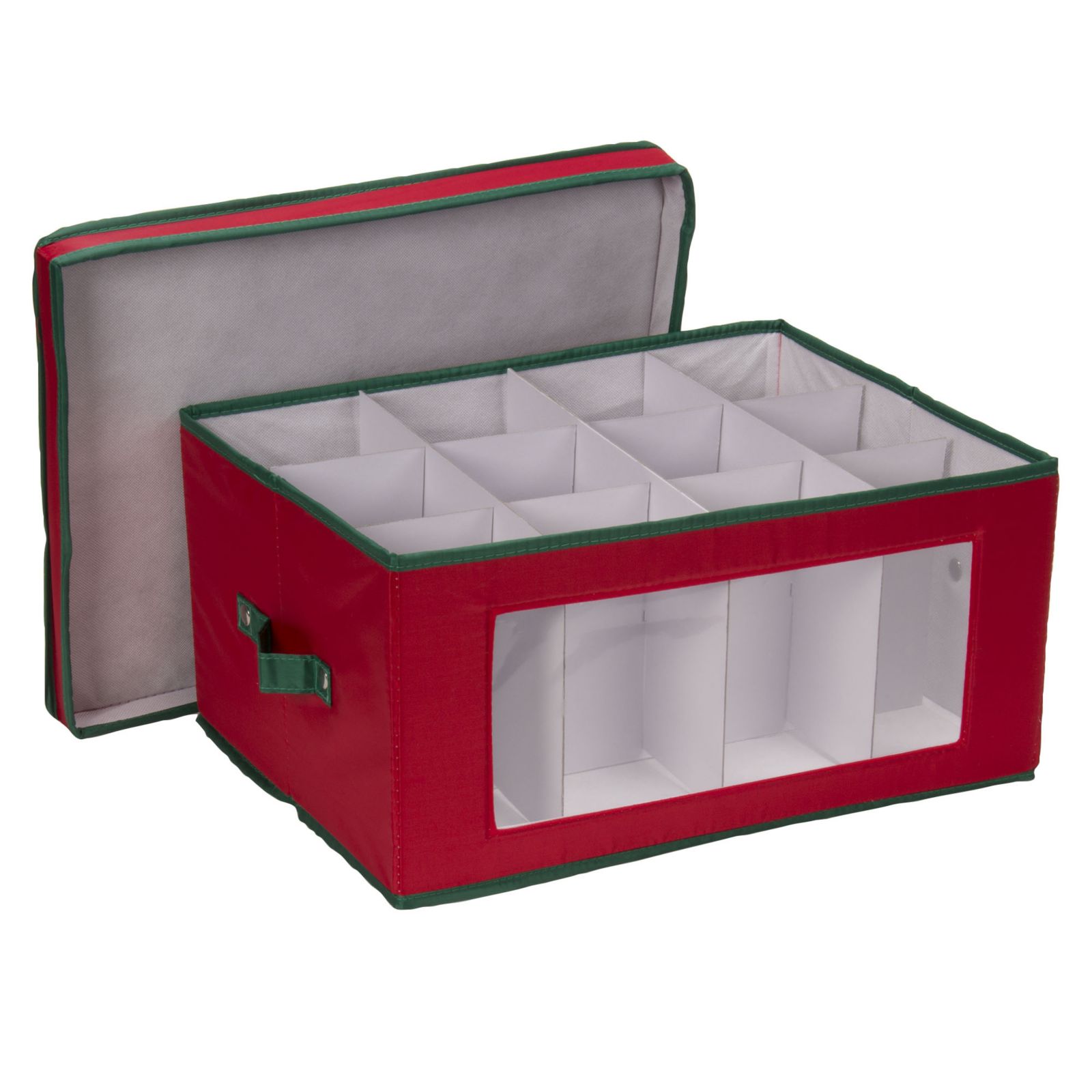 Household Essentials Holiday Wine Glass Storage Box, Windowed Panel and Handles, Trim