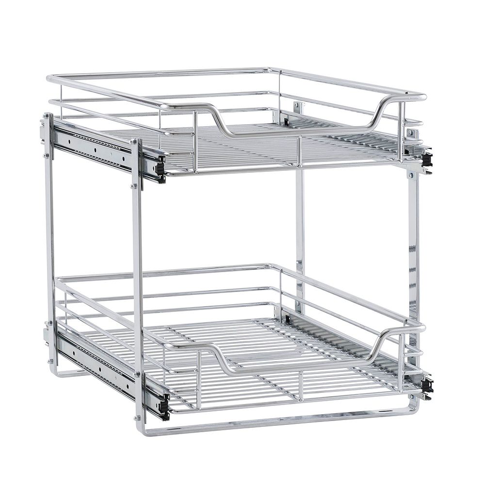 Органайзер для хранения Household Essentials Glidez, корзина выдвижная, 14.5", 2 яруса, хром