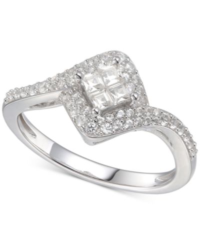 Кольцо с квадратным фианитом Cubic Zirconia в серебряной оправе