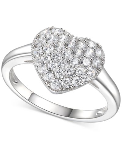 Macy's Кольцо с CZ (1-1/2 c.t. t.w.) Pave Heart из Sterling Silver